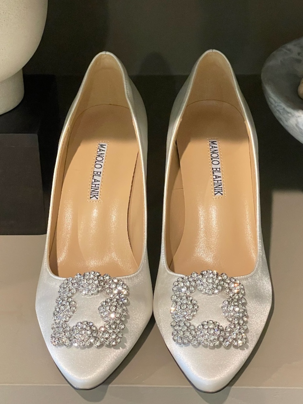 Manolo Hangisi Crystal Buckle Pump Dupes - SIZE 38 - Bridal Shoes